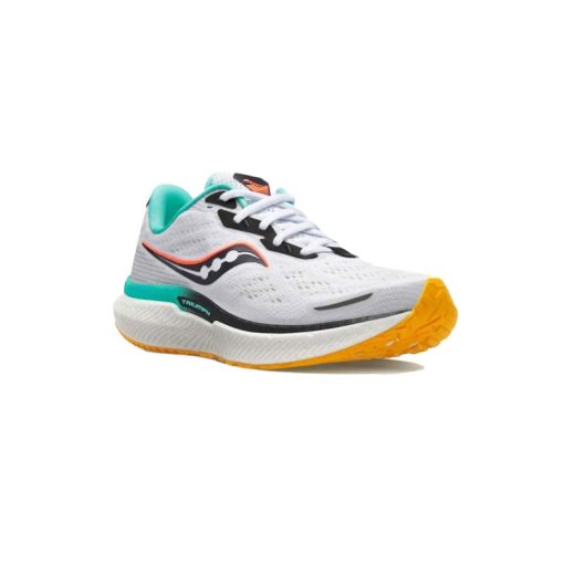 کتانی رانینگ ساکونی سفید فیروزه ای Saucony Triumph 19 White Yellow Green Black