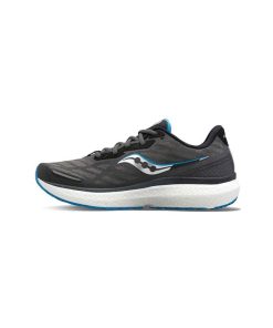کتانی رانینگ ساکونی طوسی سفید آبی Saucony Triumph 19 Gray White Blue
