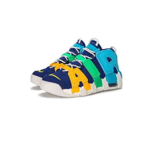 کتونی نایک ایر آپتمپو آبی سبز زرد Nike Air More Uptempo Deep Royal Blue