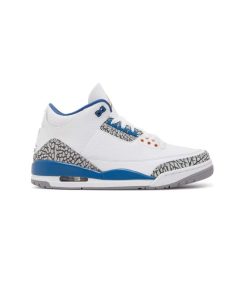 کتونی نایک ایرجردن 3 سفید سیمانی آبی Nike Air Jordan 3 Retro Washington Wizards
