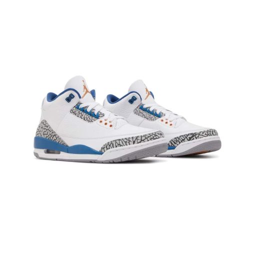 کتونی نایک ایرجردن 3 سفید سیمانی آبی Nike Air Jordan 3 Retro Washington Wizards