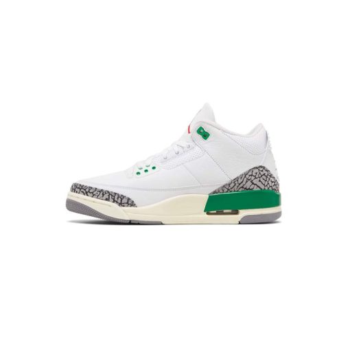 کتونی نایک ایرجردن 3 سفید سیمانی سبز Nike Air Jordan 3 Retro Lucky Green
