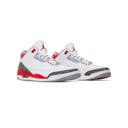 کتونی نایک ایرجردن 3 سفید سیمانی قرمز Nike Air Jordan 3 Retro Fire Red