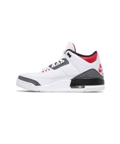 کتونی نایک ایرجردن 3 سفید سیمانی قرمز مشکی Nike Air Jordan 3 Retro Denim SE Fire Red