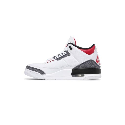 کتونی نایک ایرجردن 3 سفید سیمانی قرمز مشکی Nike Air Jordan 3 Retro Denim SE Fire Red