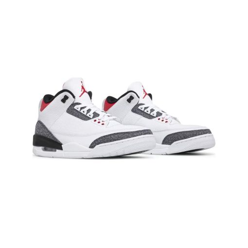 کتونی نایک ایرجردن 3 سفید سیمانی قرمز مشکی Nike Air Jordan 3 Retro Denim SE Fire Red