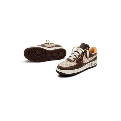 کتونی نایک ایرفورس 1 لویی ویتون قهوه ای Nike Air Force 1 Louis Vuitton Brown Monogram Damier