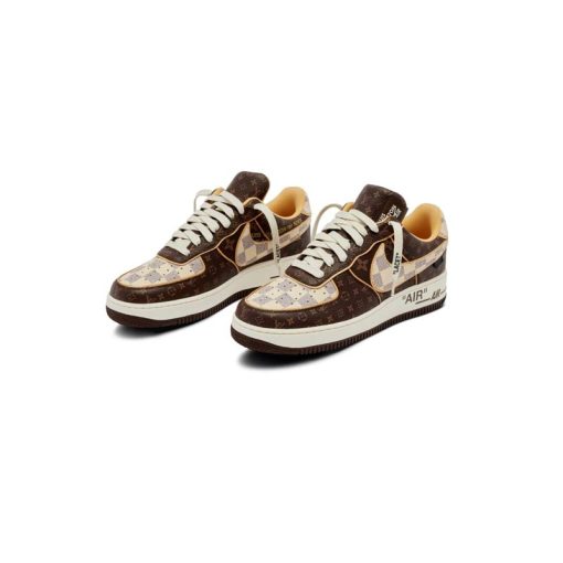 کتونی نایک ایرفورس 1 لویی ویتون قهوه ای Nike Air Force 1 Louis Vuitton Brown Monogram Damier