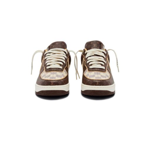 کتونی نایک ایرفورس 1 لویی ویتون قهوه ای Nike Air Force 1 Louis Vuitton Brown Monogram Damier