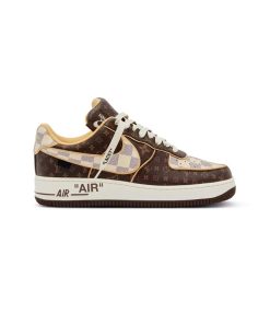 کتونی نایک ایرفورس 1 لویی ویتون قهوه ای Nike Air Force 1 Louis Vuitton Brown Monogram Damier