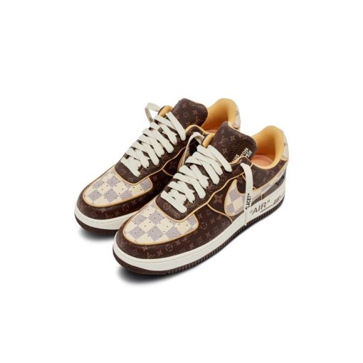 کتونی نایک ایرفورس 1 لویی ویتون قهوه ای Nike Air Force 1 Louis Vuitton Brown Monogram Damier
