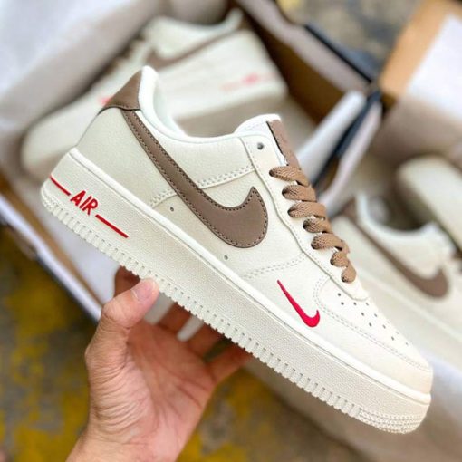 کتونی نایک ایرفورس 1 کرم قهوه ای Nike Air Force 1 Yohood Rice White