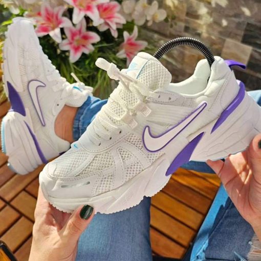 کتونی نایک راننیگ وی2کا سفید بنفش Nike V2K Run White Purple