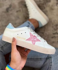 کتونی کژوال گلدن گوس سفید صورتی Golden Goose White pink
