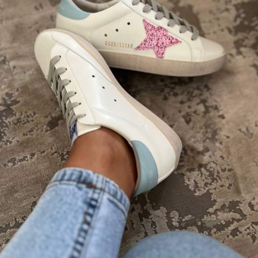 کتونی کژوال گلدن گوس سفید صورتی Golden Goose White pink