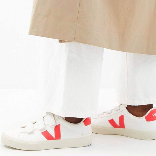 کفش کژوال وجا رسیف چسبی سفید قرمز Veja Recife Chromefree Leather White Red