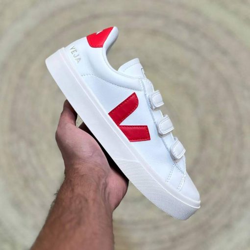 کفش کژوال وجا رسیف چسبی سفید قرمز Veja Recife Chromefree Leather White Red