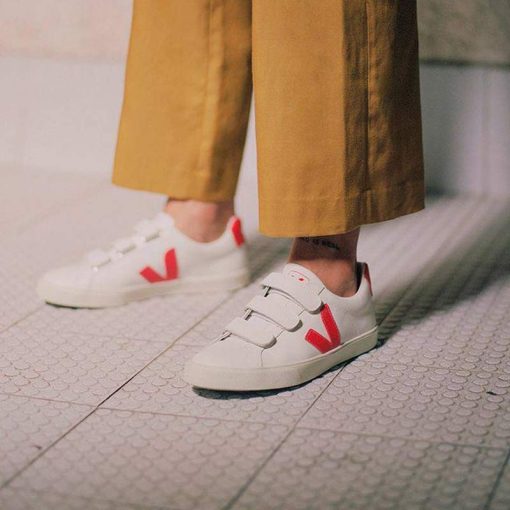 کفش کژوال وجا رسیف چسبی سفید قرمز Veja Recife Chromefree Leather White Red