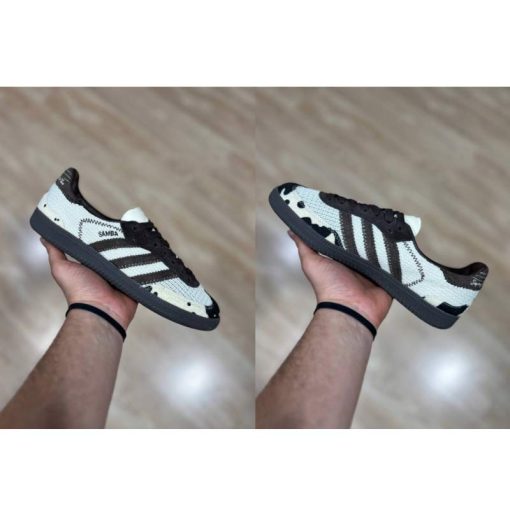 کتونى آدیداس سامبا کرم قهوه ای پوست گاوی Adidas Samba OG Notitle Cow Print