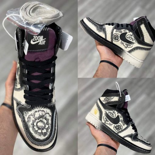 کتونی نایک ایرجردن 1 زوم کرم طرح گل Nike Air Jordan 1 High Zoom Comfort 2 Día De Muertos
