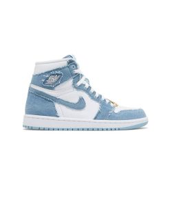 کتونی نایک ایرجردن 1 ساقدار آبی جین تگ جردن طلایی Nike Air Jordan 1 Retro High OG Denim