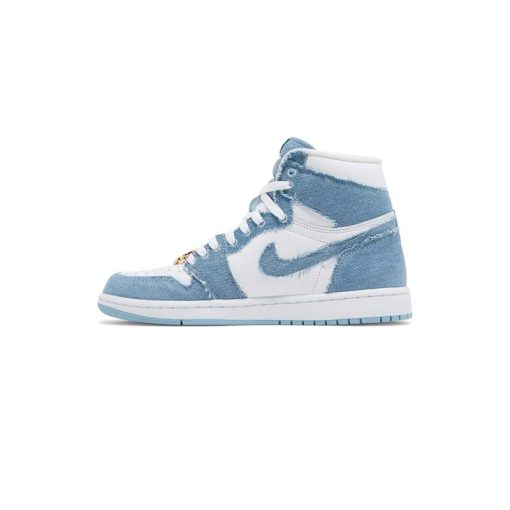 کتونی نایک ایرجردن 1 ساقدار آبی جین تگ جردن طلایی Nike Air Jordan 1 Retro High OG Denim