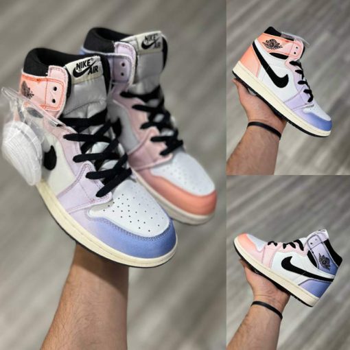 کتونی نایک ایرجردن 1 ساقدار سفید بنفش صورتی Nike Air Jordan 1 Retro High OG Skyline