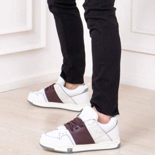 کتونی ولنتینو گاراوانی سفید زرشکی Valentino Garavani Open Skate White Crimson
