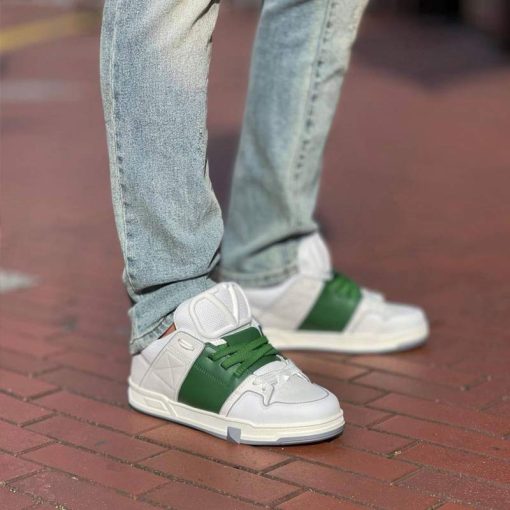 کتونی ولنتینو گاراوانی سفید سبز Valentino Garavani Open Skate White Green