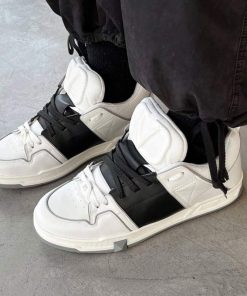 کتونی ولنتینو گاراوانی سفید مشکی Valentino Garavani Open Skate White Black
