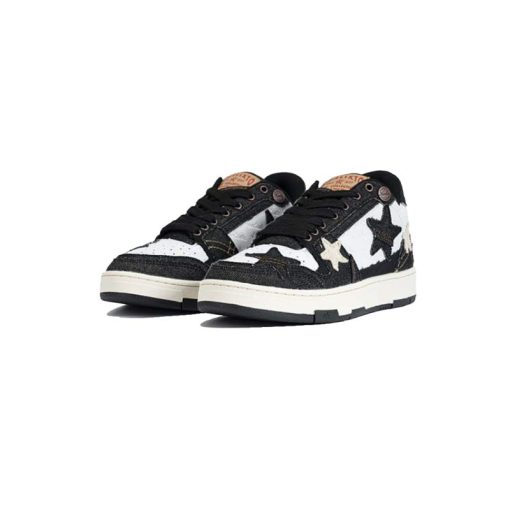 کتونی کالکسیتو ستاره ای مشکی سفید KAALIXTO Black Denim Star Sneakers