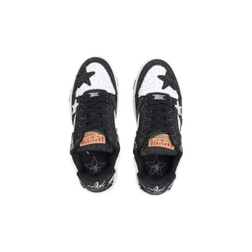 کتونی کالکسیتو ستاره ای مشکی سفید KAALIXTO Black Denim Star Sneakers