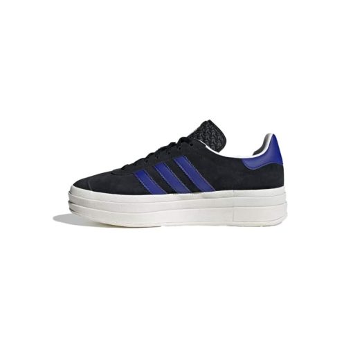 کفش آدیداس گزل لژدار مشکی آبی Adidas Gazelle Bold Black Lucid Blue