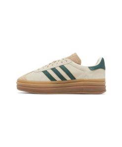 کفش آدیداس گزل لژدار کرم قهوه ای سبز Adidas Gazelle Bold Cream Collegiate Green