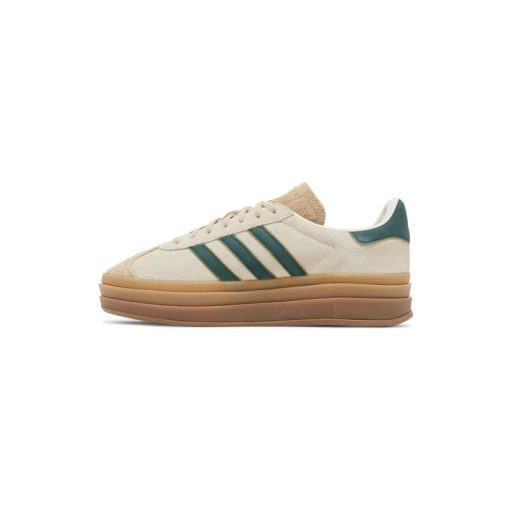 کفش آدیداس گزل لژدار کرم قهوه ای سبز Adidas Gazelle Bold Cream Collegiate Green