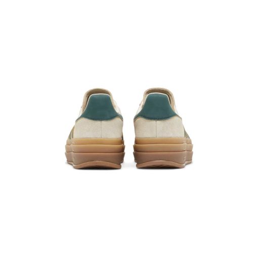 کفش آدیداس گزل لژدار کرم قهوه ای سبز Adidas Gazelle Bold Cream Collegiate Green