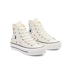 کفش ساقدار کانورس پلتفرم کرم مدل Converse Platform It’s Ok to wander Egret