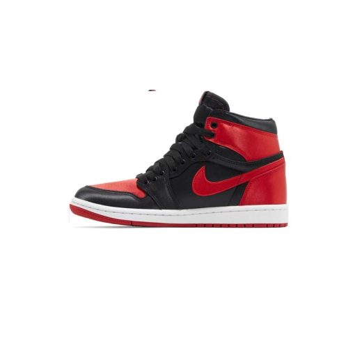 کفش نایک ایرجردن 1 ساق بلند مشکی قرمز ساتن Nike Air Jordan 1 Retro High OG Satin Bred