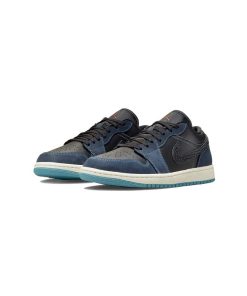 کفش نایک ایرجردن 1 ساق کوتاه آبی سورمه ای Nike Air Jordan 1 Low Snakeskin Midnight Navy
