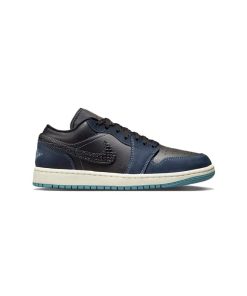 کفش نایک ایرجردن 1 ساق کوتاه آبی سورمه ای Nike Air Jordan 1 Low Snakeskin Midnight Navy