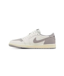 کفش نایک ایرجردن 1 ساق کوتاه سفید خاکستری Nike Air Jordan 1 Low OG Atmosphere Gray