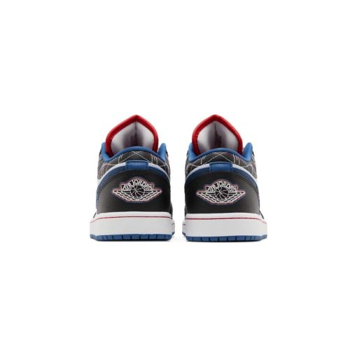 کفش نایک ایرجردن 1 ساق کوتاه مشکی سفید آبی Nike Air Jordan 1 Low SE Industrial Blue Sashiko