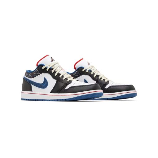 کفش نایک ایرجردن 1 ساق کوتاه مشکی سفید آبی Nike Air Jordan 1 Low SE Industrial Blue Sashiko