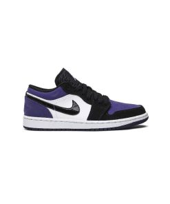 کفش نایک ایرجردن 1 ساق کوتاه مشکی سفید بنفش Nike Air Jordan 1 Low Court Purple