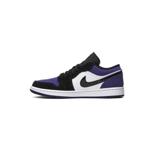 کفش نایک ایرجردن 1 ساق کوتاه مشکی سفید بنفش Nike Air Jordan 1 Low Court Purple