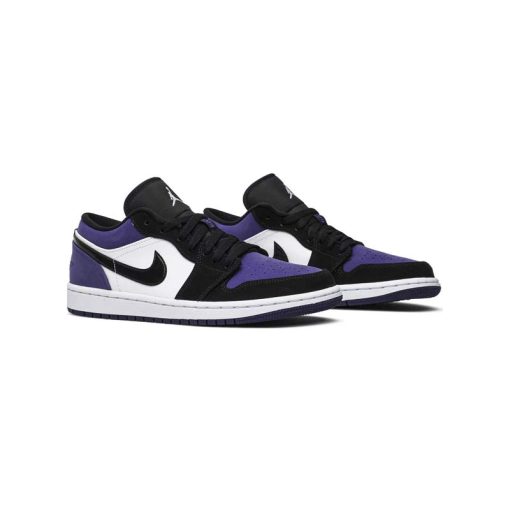 کفش نایک ایرجردن 1 ساق کوتاه مشکی سفید بنفش Nike Air Jordan 1 Low Court Purple