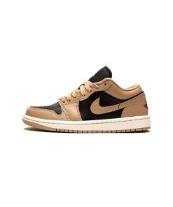 کفش نایک ایرجردن 1 ساق کوتاه نسکافه ای مشکی Nike Air Jordan 1 Low Desert Black