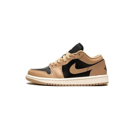 کفش نایک ایرجردن 1 ساق کوتاه نسکافه ای مشکی Nike Air Jordan 1 Low Desert Black