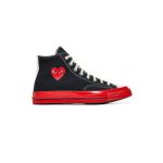 کفش کانورس آل استار پلی ساقدار مشکی زیره قرمز Converse Play Chuck 70 High Comme des Garçons Black Red