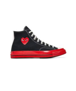 کفش کانورس آل استار پلی ساقدار مشکی زیره قرمز Converse Play Chuck 70 High Comme des Garçons Black Red